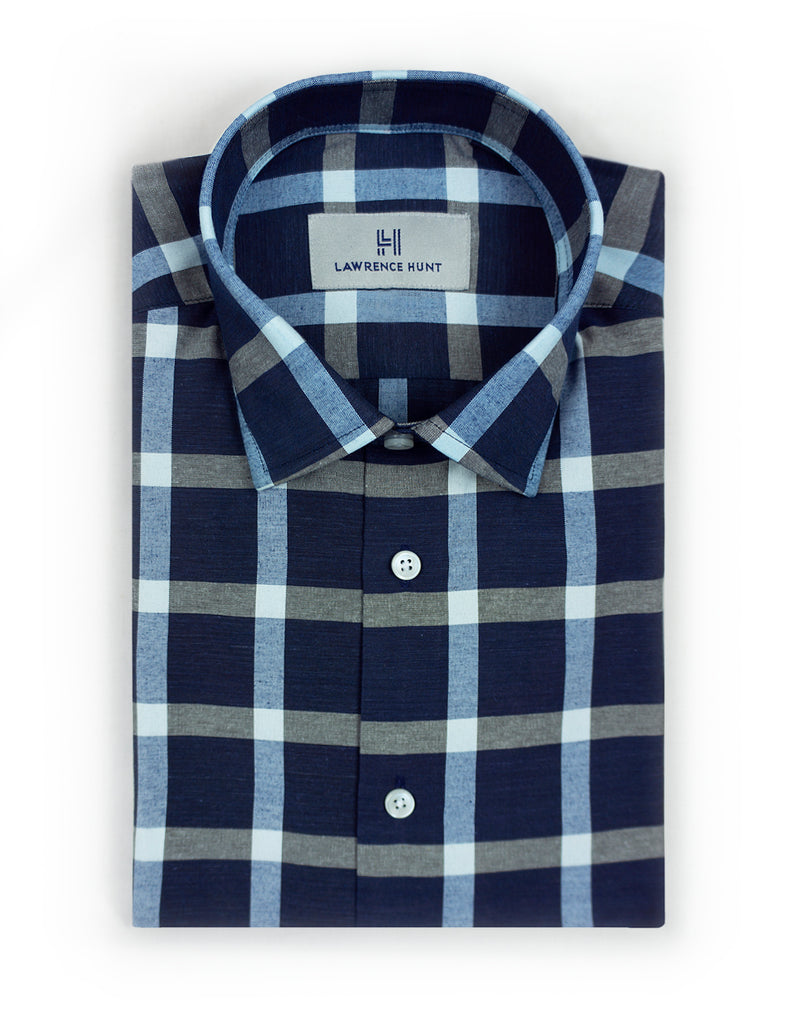 "Marywood" - Blue & Black Check: NO SWEAT