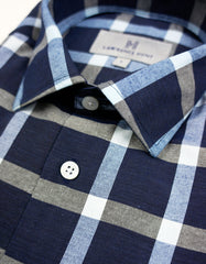 "Marywood" - Blue & Black Check: NO SWEAT