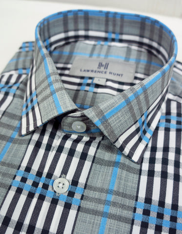 "Linwood" - Blue & Gray Plaid: NO SWEAT